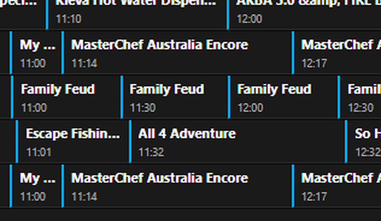 Zoomed Program Guide EPG text